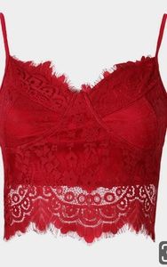 Lace Red Bustier Crop Top